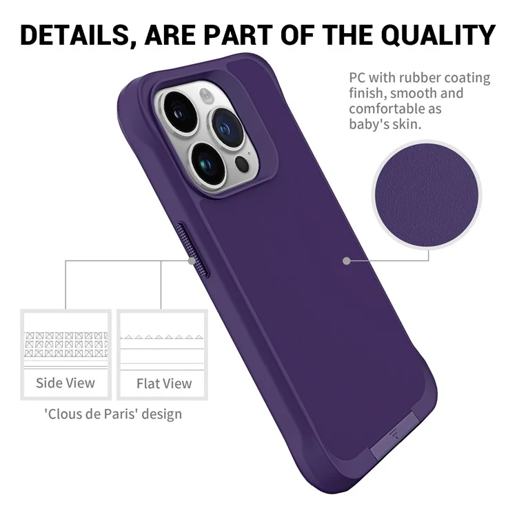 Serie Taurustar Per Iphone 15 Pro Case Kickstand Pc+copertura Tpu Compatibile Con Magsafe Back Shell - Viola Scuro