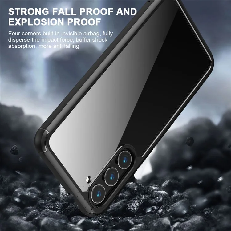 Defense Armor Series für Samsung Galaxy S23 Clear Phone Case TPU + PC Stoßfeste Schutzhülle - Schwarz