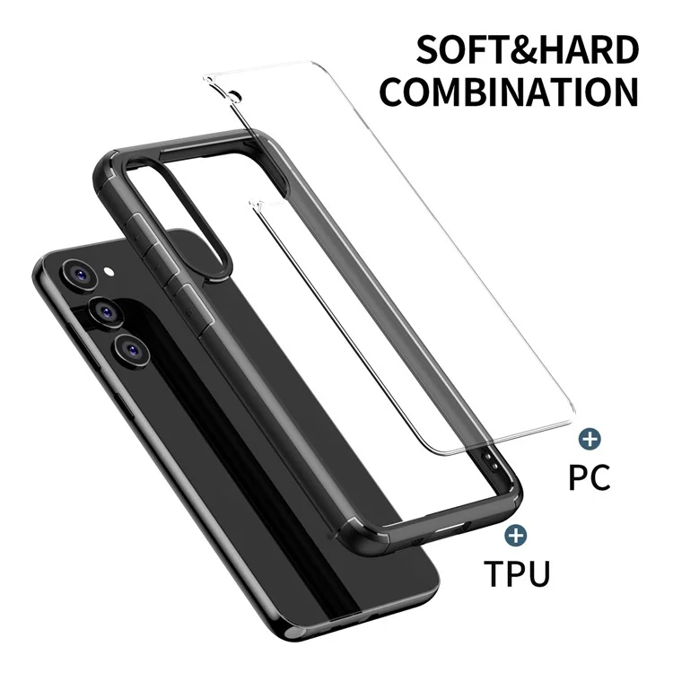 Defense Armor Series für Samsung Galaxy S23 Clear Phone Case TPU + PC Stoßfeste Schutzhülle - Schwarz