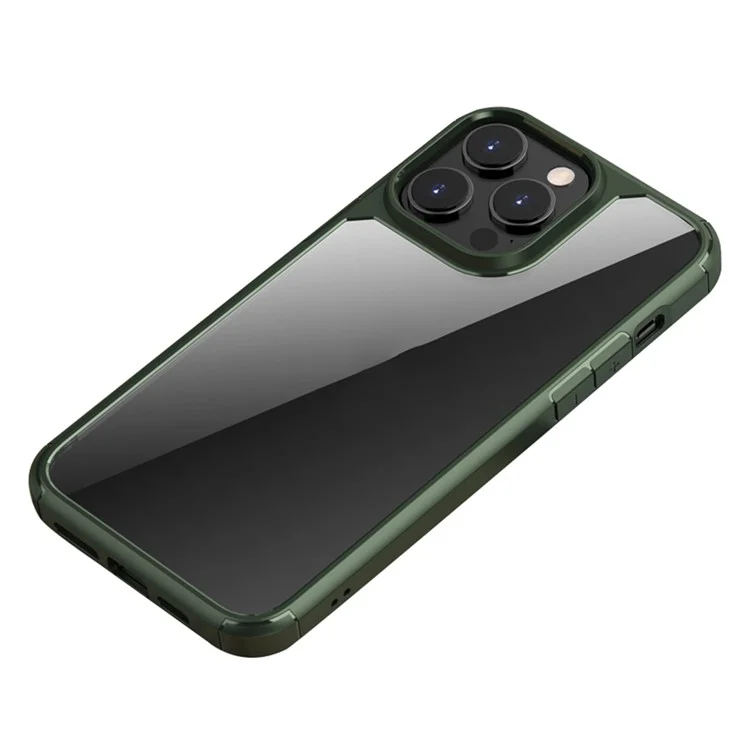 Defense Armor Series for iPhone 14 Pro Max Clear Back Phone Case TPU + PC Shock Absorption Cover - Blackish Green