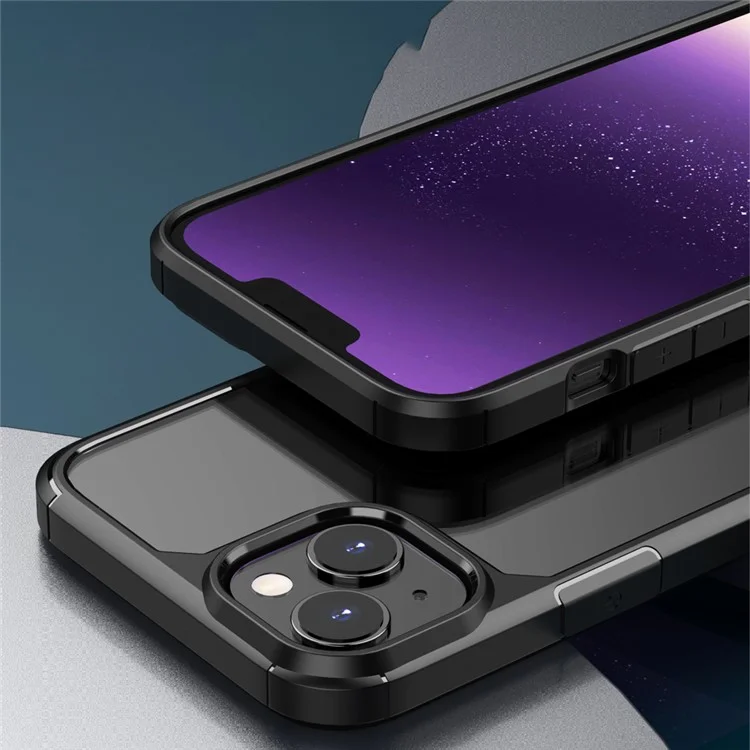 Defense Armor Series for iPhone 14 Plus Clear Phone Shell TPU + PC Drop-Proof Phone Cover - Dark Purple