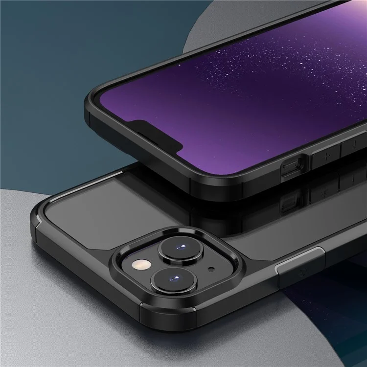 Defense Armor Series for iPhone 14 Plus Clear Phone Shell TPU + PC Drop-Proof Phone Cover - Dark Purple