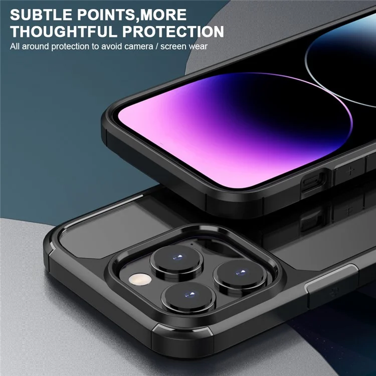 Защитная броня серии для iPhone 13 Pro Clear Case TPU + PC Anti-Scratch Shockproof Phone Cover - Черный