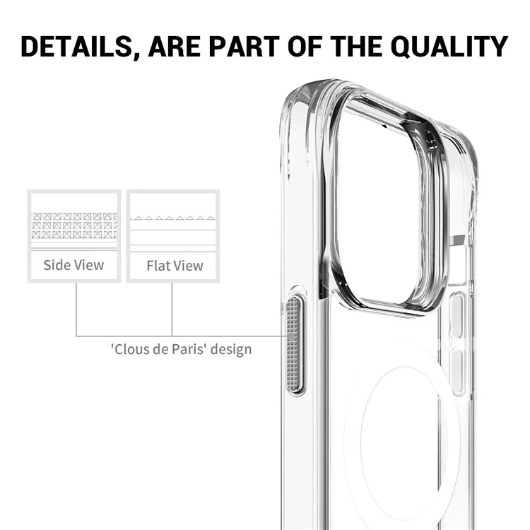 For iPhone 14 Pro Magnetic TPU+PC Clear Cover Kickstand Phone Case Compatible with MagSafe - Transparent