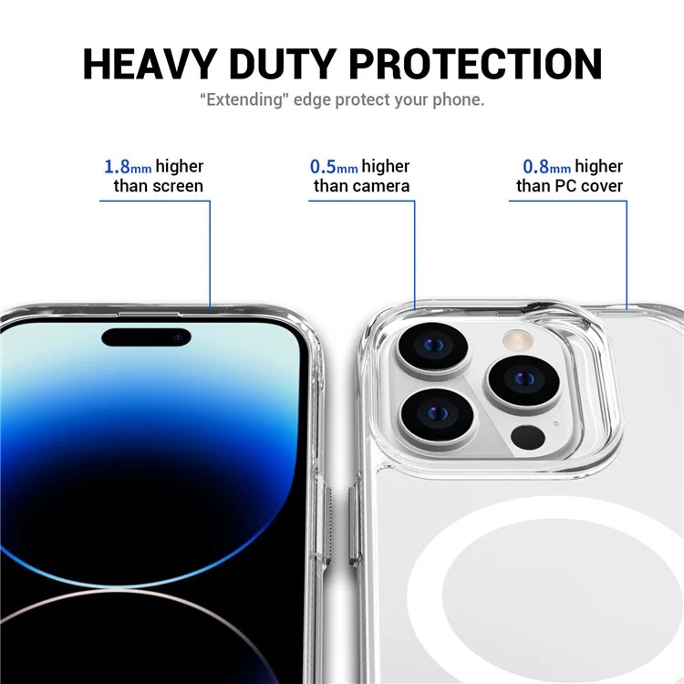 For iPhone 14 Pro Magnetic TPU+PC Clear Cover Kickstand Phone Case Compatible with MagSafe - Transparent