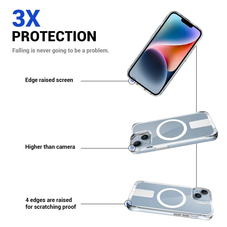 Für iPhone 15 Aluminiumlegierung Kickstand Cover Klare TPU+PC Handyhülle Kompatibel mit MagSafe - Transparent
