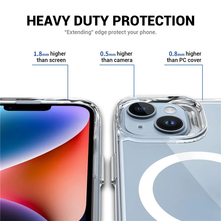 Für iPhone 15 Aluminiumlegierung Kickstand Cover Klare TPU+PC Handyhülle Kompatibel mit MagSafe - Transparent