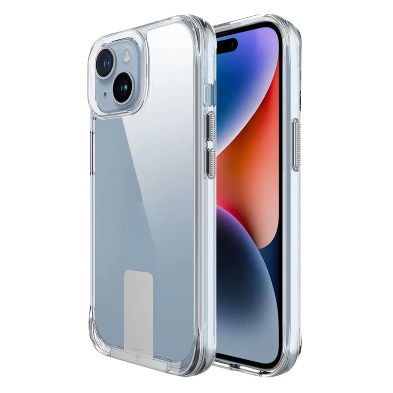 Transparent Phone Case for iPhone 15 , Kickstand TPU+PC Anti-drop Cover - Transparent