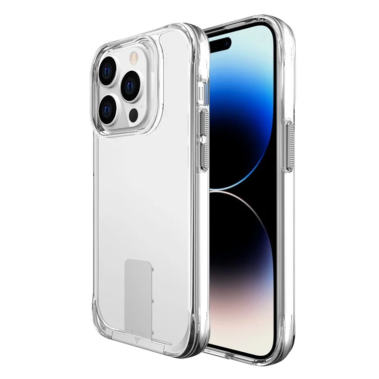 Für Das Iphone 14 Pro TPU+PC Clear Phone Case Aluminium -legierungs -kickstand -telefonabdeckung - Transparent