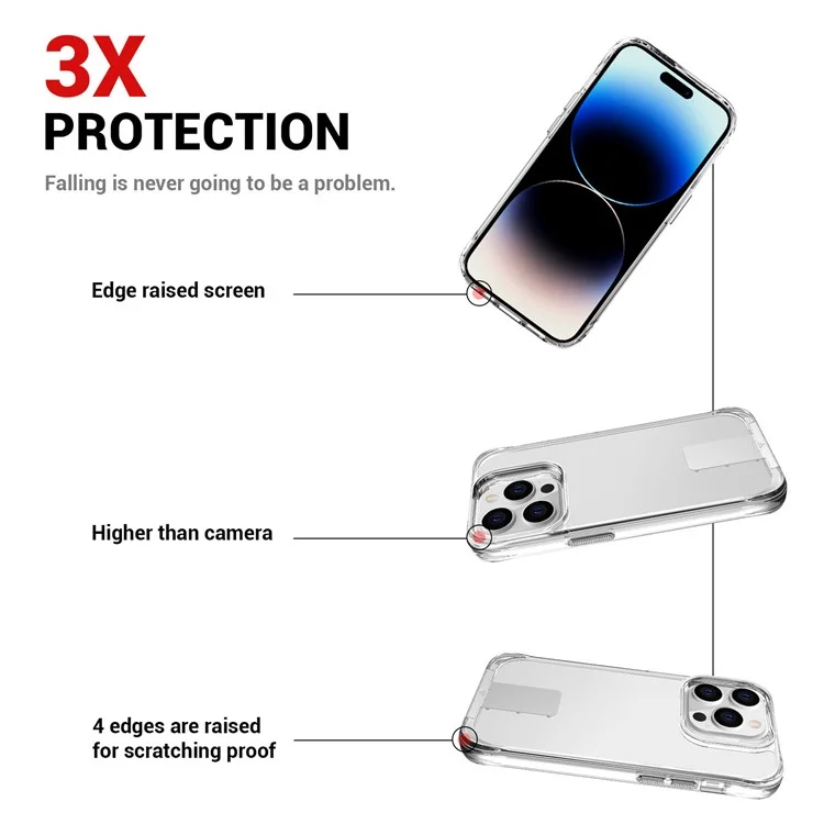 Für Das Iphone 14 Pro TPU+PC Clear Phone Case Aluminium -legierungs -kickstand -telefonabdeckung - Transparent