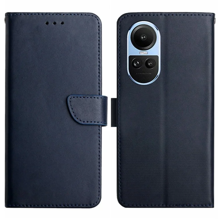 HT02 для Oppo Reno10 Pro 5G (Global) / Reno10 5G (Global) Genuine Cow Leather Wallet Case Stand Phone Cover - Синий