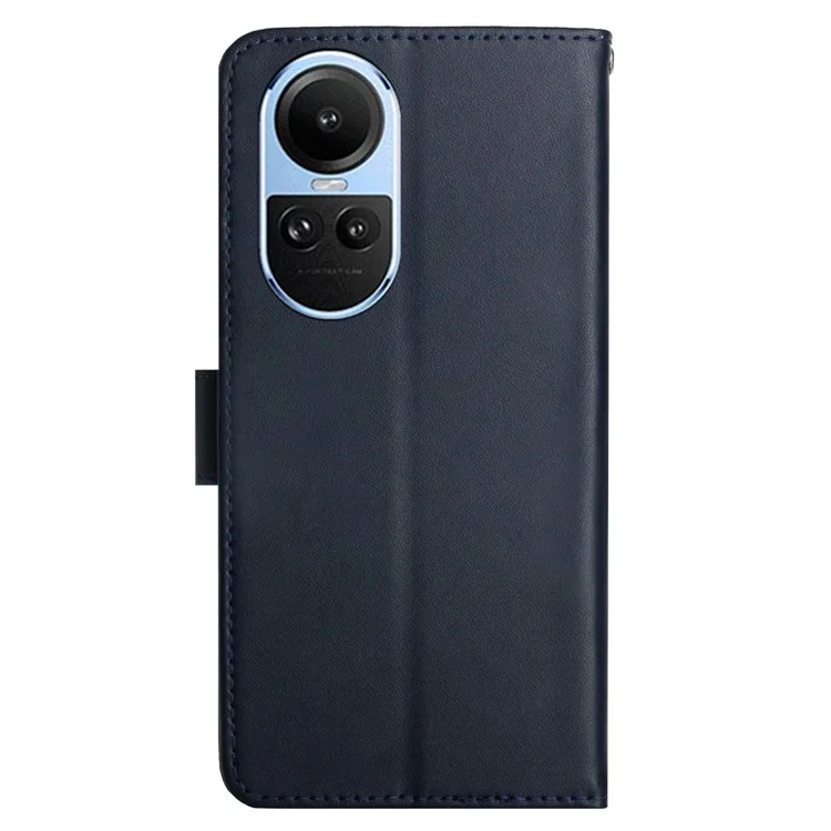 HT02 для Oppo Reno10 Pro 5G (Global) / Reno10 5G (Global) Genuine Cow Leather Wallet Case Stand Phone Cover - Синий