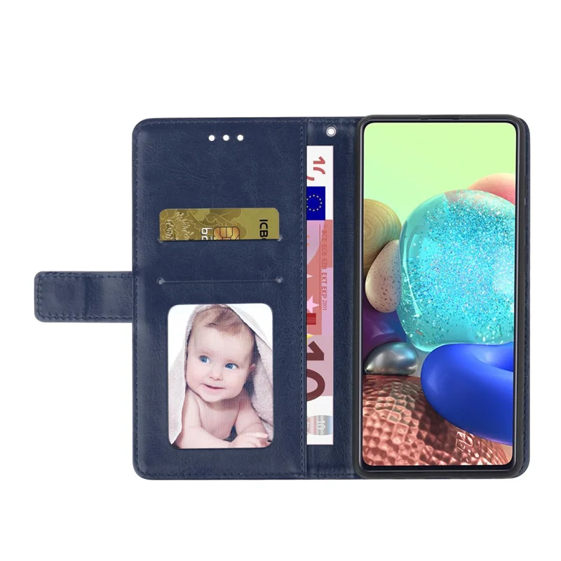 Capa de suporte para celular HT01 para Oppo Reno10 Pro 5G (Global) / Reno10 5G (Global), Carteira com Cobertura de Couro Estampada com Linha em Y - Azul