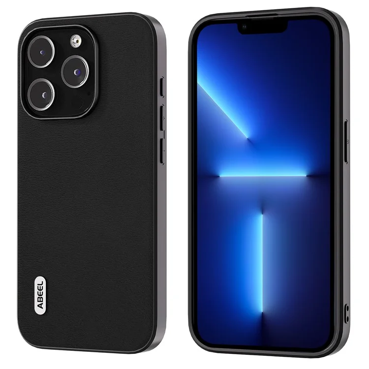 Защитный чехол ABEEL для iPhone 13 Pro Max 6.7 дюйма, текстурированная искусственная кожа + мягкий ТПУ, черный