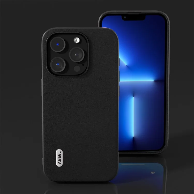 Защитный чехол ABEEL для iPhone 13 Pro Max 6.7 дюйма, текстурированная искусственная кожа + мягкий ТПУ, черный