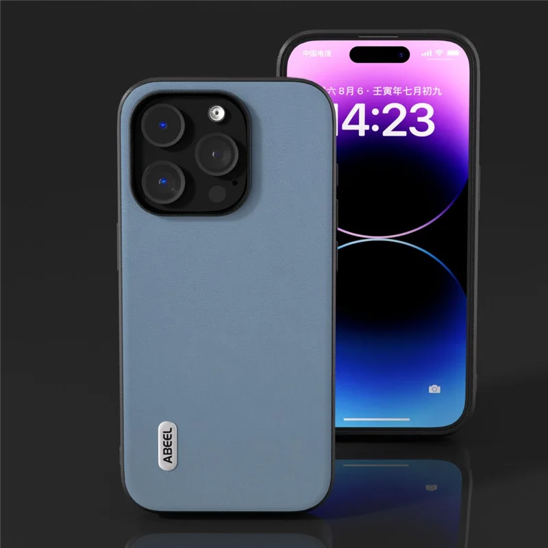 ABEEL Für iPhone 14 Pro Anti-Drop Slim Case Texturiertes PU-Leder+Soft TPU Handyhülle - Blau