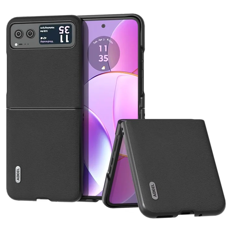 ABEEL For Motorola Razr 40 5G Haze Textured Phone Case PU Leather Coated PC Back Cover - Black