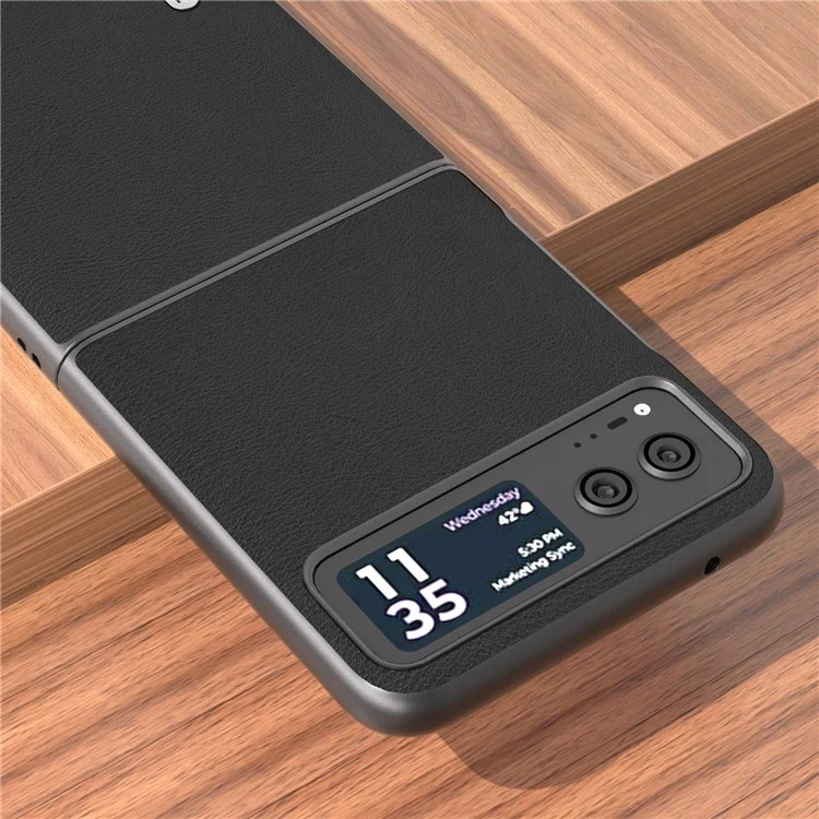 ABEEL For Motorola Razr 40 5G Haze Textured Phone Case PU Leather Coated PC Back Cover - Black