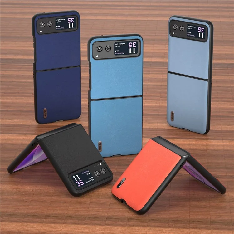 ABEEL For Motorola Razr 40 5G Haze Textured Phone Case PU Leather Coated PC Back Cover - Black