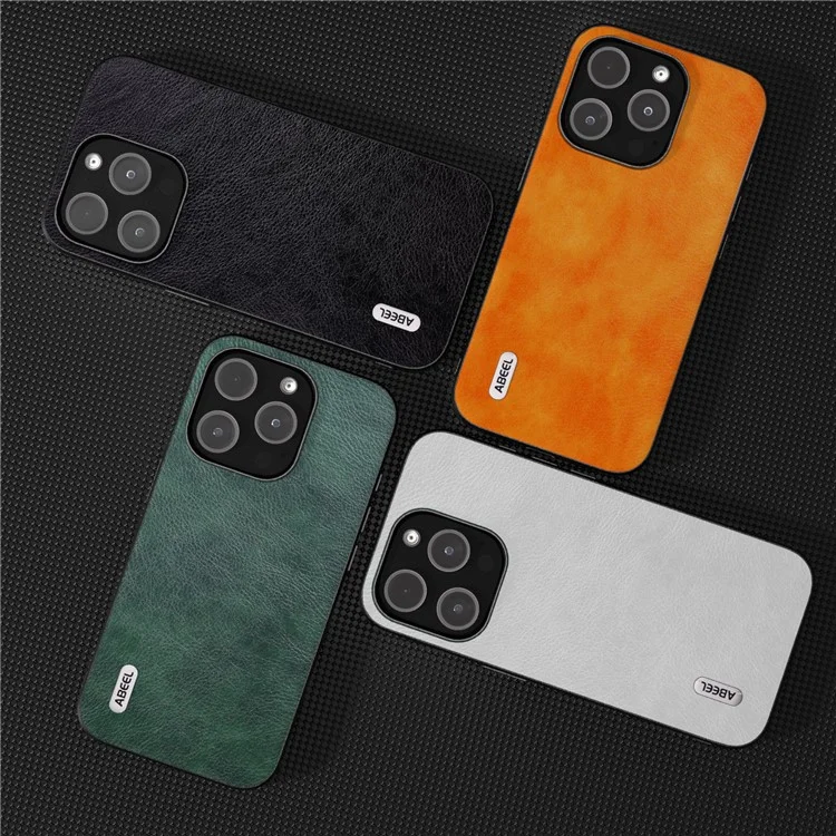 ABEEL For iPhone 13 Pro Max 6.7 inch Drop-Proof Phone Case Litchi Texture PU Leather Coated TPU Cover - Orange