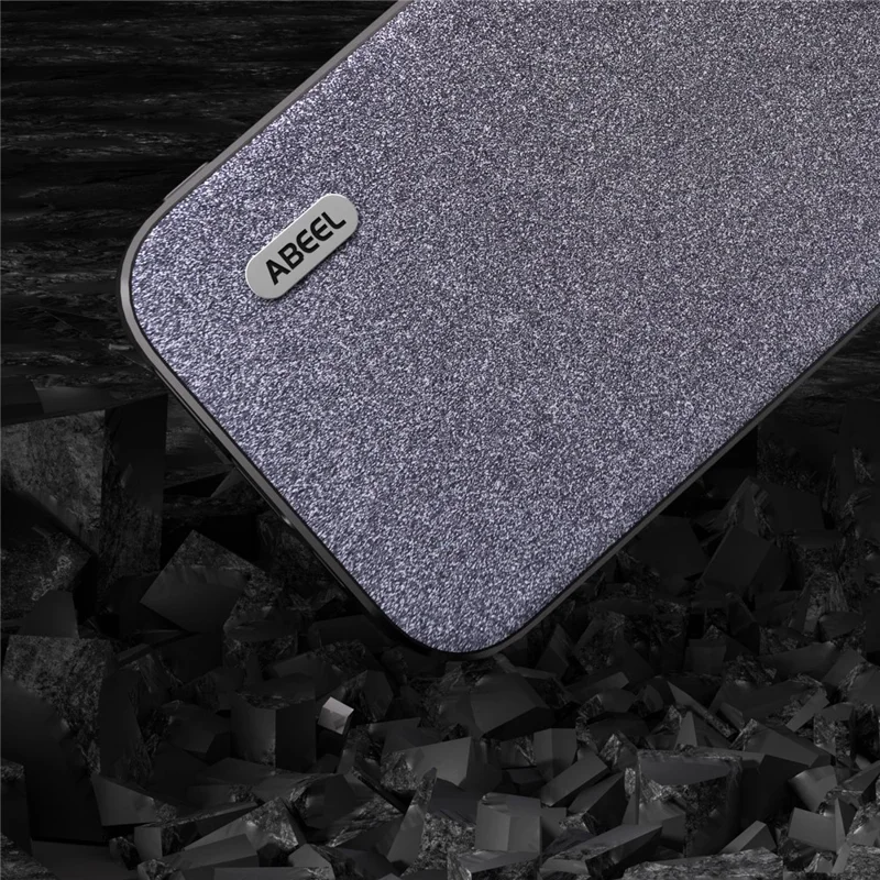 ABEEL For iPhone 15 Pro Max Glitter Drop-proof Phone Case PU Leather Coated TPU Back Cover - Black