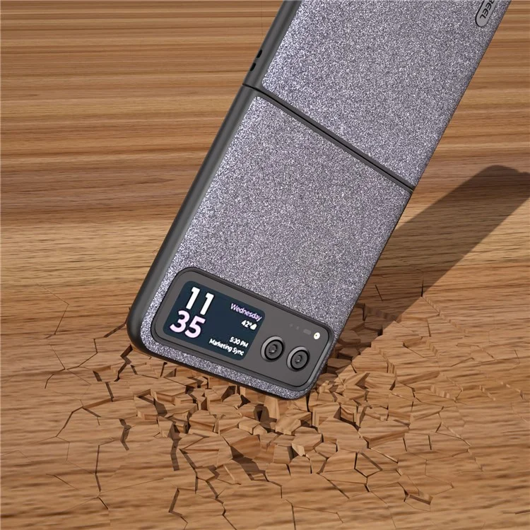 ABEEL per Motorola Razr 40 5G Custodia posteriore con glitter in pelle PU rivestita in PC antiurto - Nero