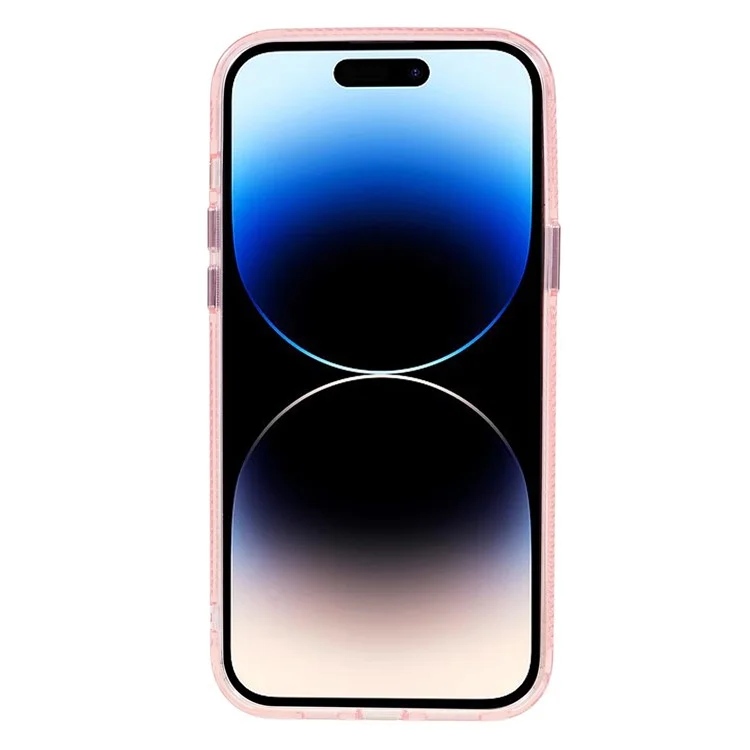 For iPhone 14 Pro Max Phone Case Compatible with MagSafe TPU+PC+Aluminum Alloy Phone Cover Glittery Powder Shell - Pink