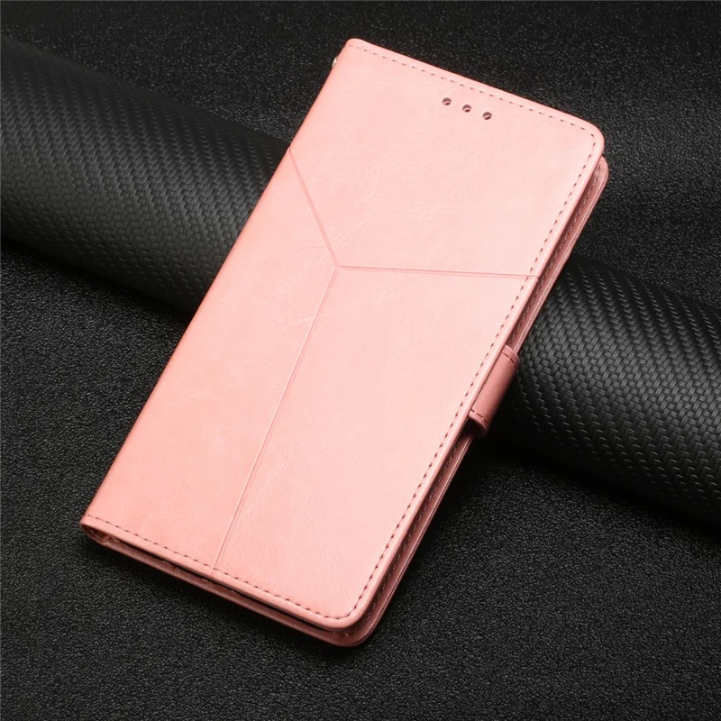 HT01 Wallet PU Leather Stand Case for Honor 90 , Y-shaped Line Imprinted Phone Cover - Pink