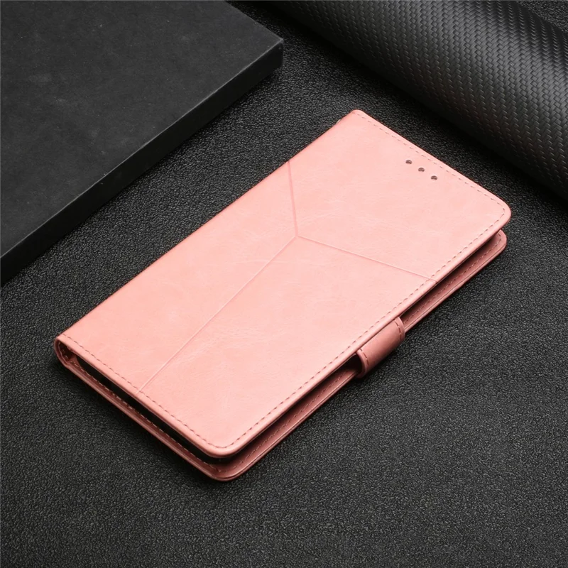 HT01 Wallet PU Leather Stand Case for Honor 90 , Y-shaped Line Imprinted Phone Cover - Pink
