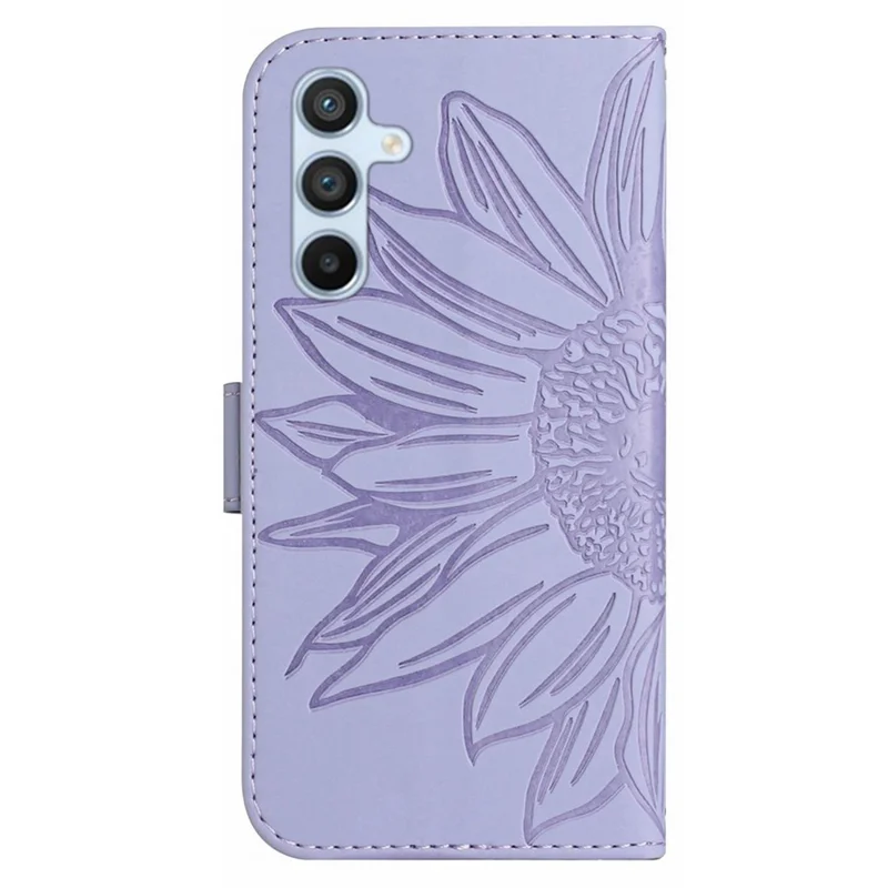 HT04 For Samsung Galaxy A25 5G (Global) (161.0 x 76.5 x 8.3mm) Leather Wallet Case Stand Phone Cover with Shoulder Strap - Light Purple