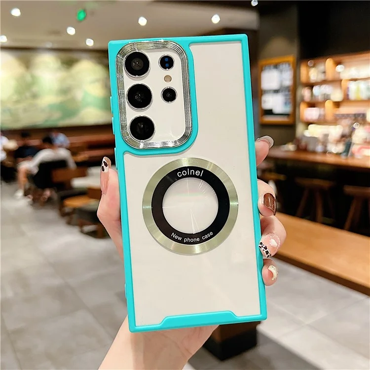 Magnetic Case for Samsung Galaxy S23 Ultra , PC + TPU Dual-Layer Design Protective Phone Cover - Green
