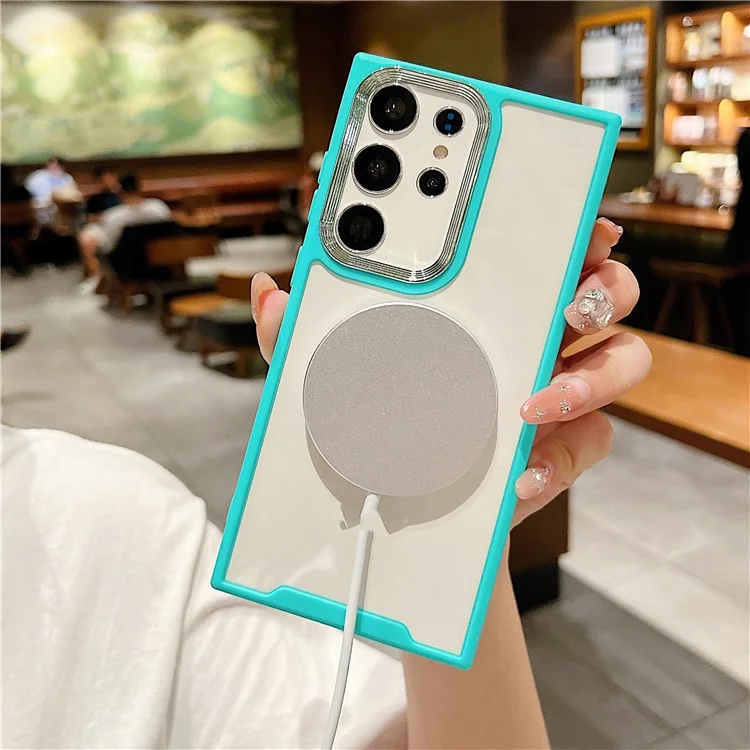 Magnetic Case for Samsung Galaxy S23 Ultra , PC + TPU Dual-Layer Design Protective Phone Cover - Green
