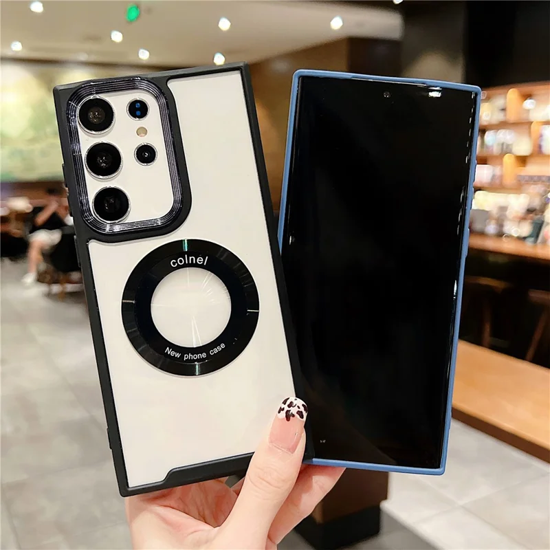 Magnetic Case for Samsung Galaxy S23 Ultra , PC + TPU Dual-Layer Design Protective Phone Cover - Black