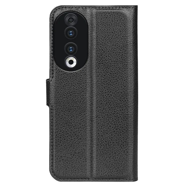 For Honor 90 Portefeuille Texture Litchi Coque de téléphone Debout Étui en cuir PU pour téléphone portable - Noir