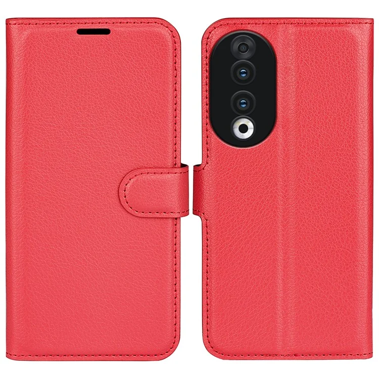 For Honor 90 Wallet Litchi Texture Shell Phone Cover Stand Mobile Phone PU Leather Case - Red