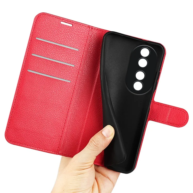 For Honor 90 Wallet Litchi Texture Shell Phone Cover Stand Mobile Phone PU Leather Case - Red