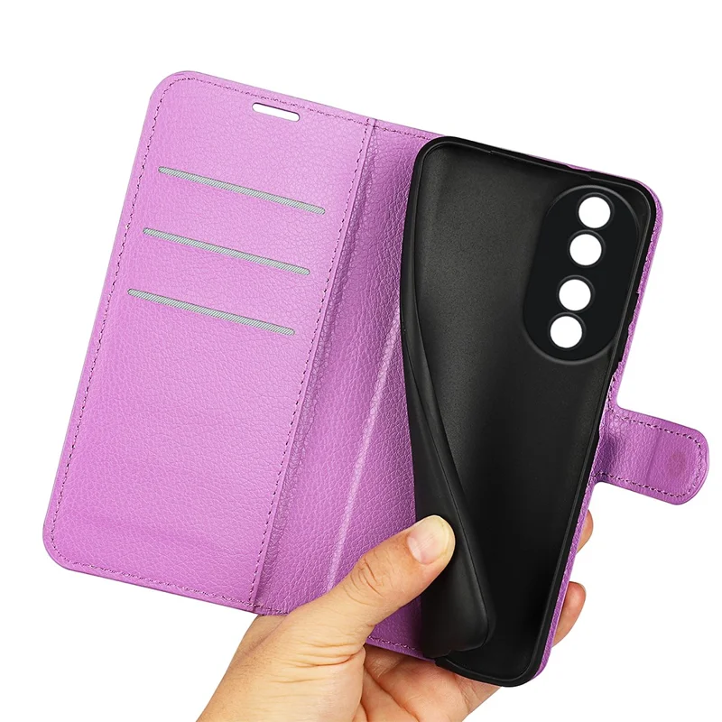 For Honor 90 Wallet Litchi Texture Shell Phone Cover Stand Mobile Phone PU Leather Case - Purple