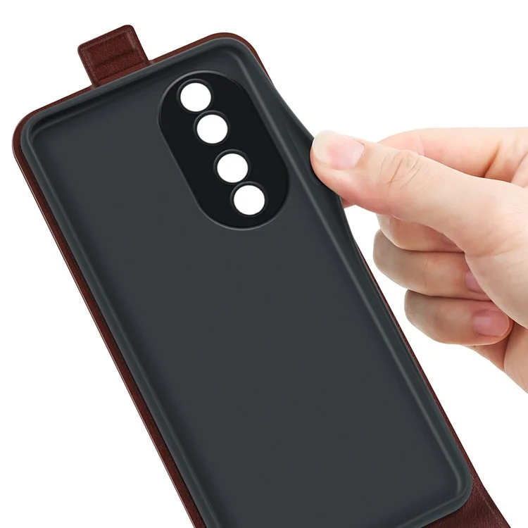 Para Honor 90 TPU+PU Leather Phone Shell Vertical Flip Case Mobile Phone Cover com Slots para Cartões - Marrom