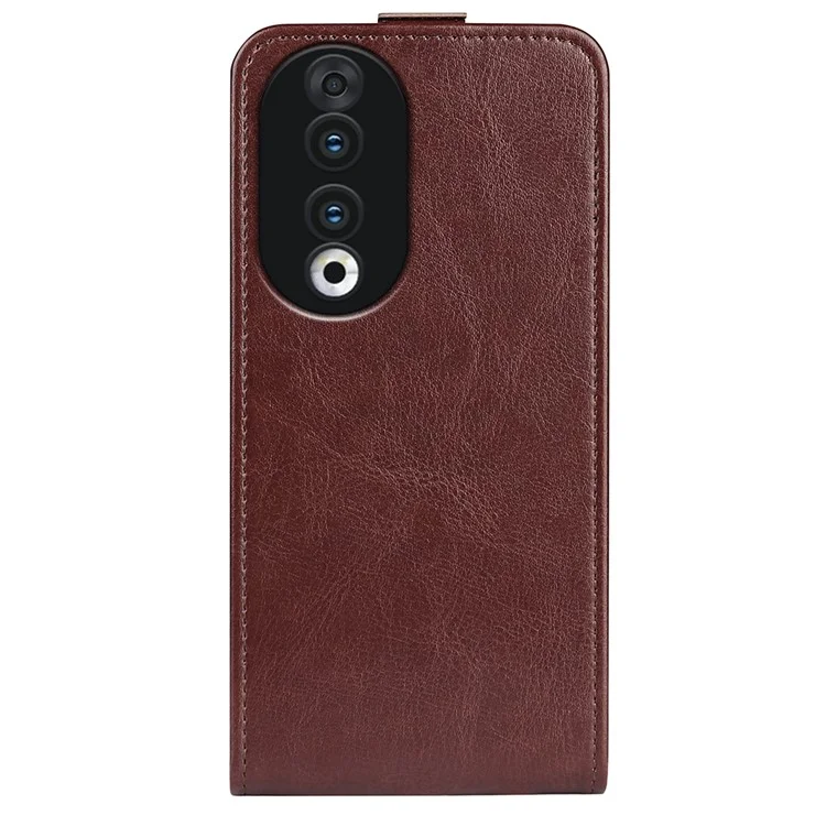 Para Honor 90 TPU+PU Leather Phone Shell Vertical Flip Case Mobile Phone Cover com Slots para Cartões - Marrom