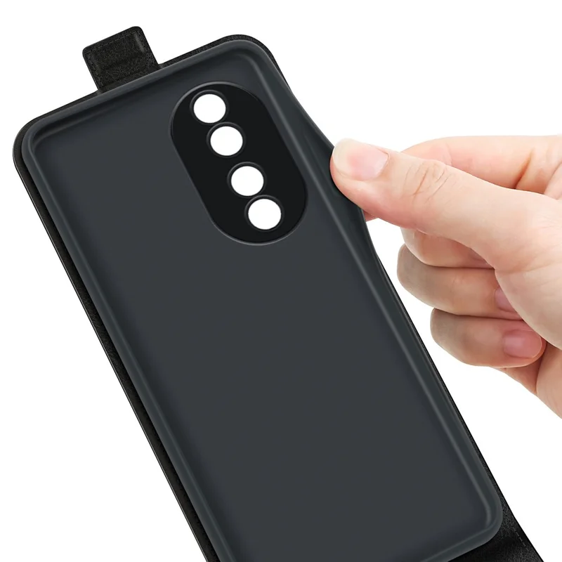 For Honor 90 TPU+PU Leather Phone Shell Vertical Flip Case Mobile Phone Cover with Card Slots - Black
