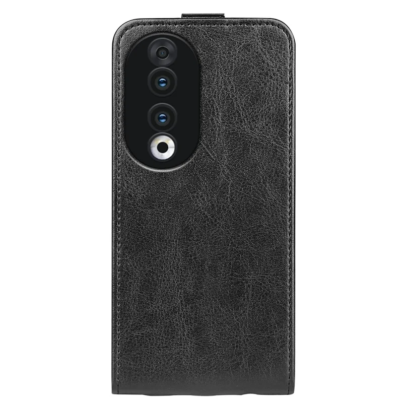 For Honor 90 TPU+PU Leather Phone Shell Vertical Flip Case Mobile Phone Cover with Card Slots - Black