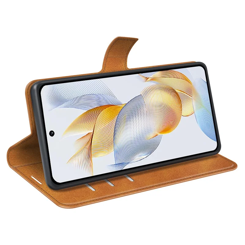 For Honor 90 Phone Shell Calf Texture Leather Cover Stand Wallet Square Magnetic Closure Case - Yellow