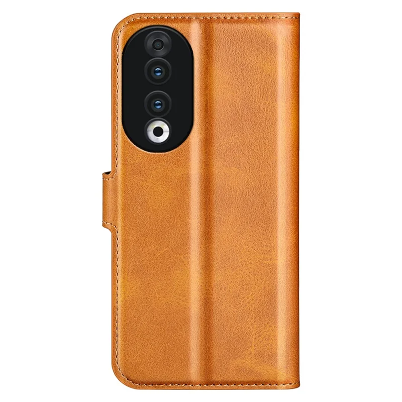 For Honor 90 Phone Shell Calf Texture Leather Cover Stand Wallet Square Magnetic Closure Case - Yellow