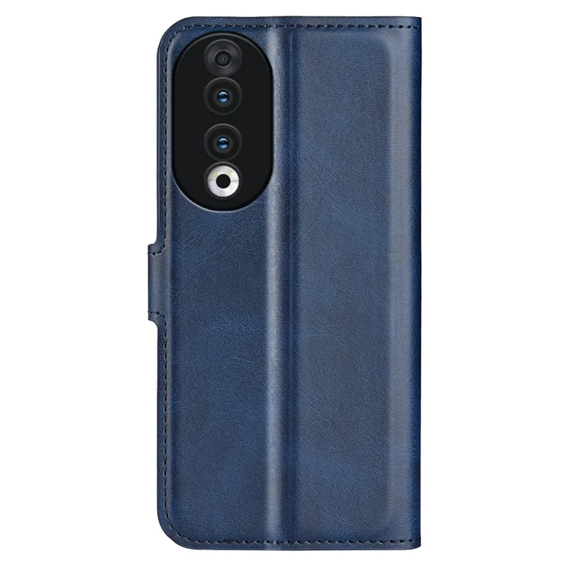For Honor 90 Phone Shell Calf Texture Leather Cover Stand Wallet Square Magnetic Closure Case - Blue