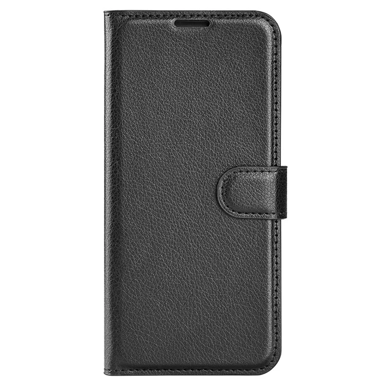 Funda de teléfono con textura de litchi para Asus ROG Phone 7 5G, funda de teléfono tipo cartera con soporte, de cuero sintético - Negro