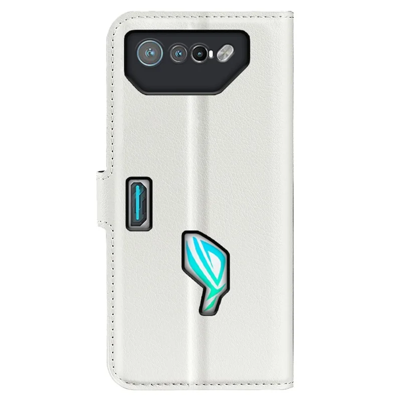 Custodia per telefono con texture Litchi per Asus ROG Phone 7 5G, Custodia Wallet Cover Stand in pelle PU - Bianco