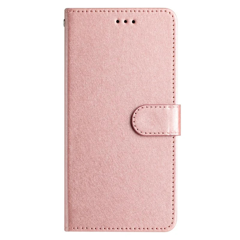 Telefoonhoesje voor Samsung Galaxy A14 4G / 5G, staande hoes van zijdezachte PU-leer met portemonnee en handstrap - Roze goud