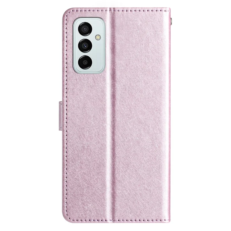 Phone Case for Samsung Galaxy A14 4G / 5G , Stand Silk Texture PU Leather Wallet Shell with Hand Strap - Light Purple