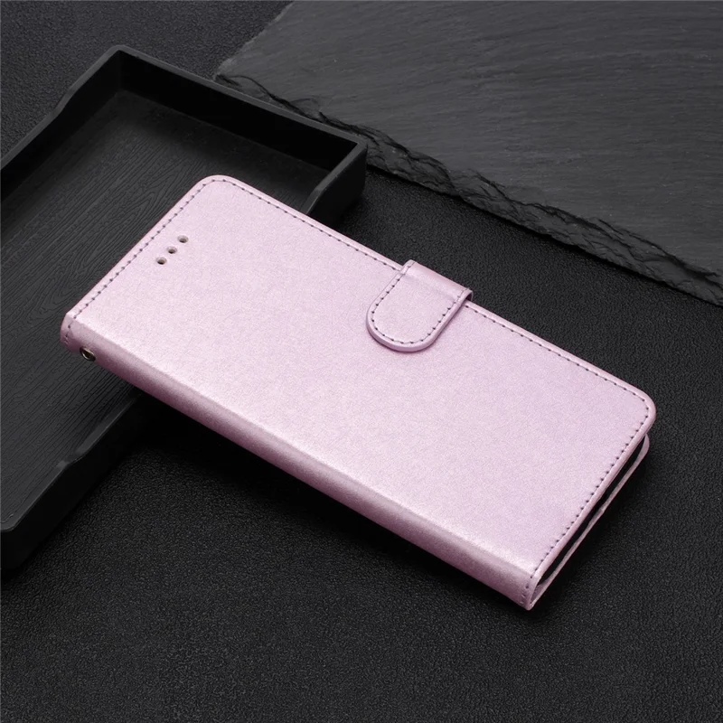 Phone Case for Samsung Galaxy A14 4G / 5G , Stand Silk Texture PU Leather Wallet Shell with Hand Strap - Light Purple