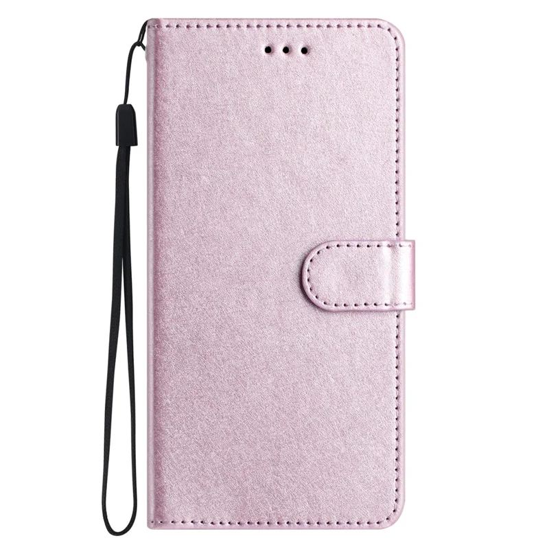 Phone Case for Samsung Galaxy A14 4G / 5G , Stand Silk Texture PU Leather Wallet Shell with Hand Strap - Light Purple